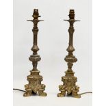A pair of tall late 20th century brass table lamps. 46.5cm