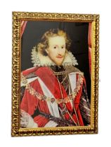 A large 17th Century style glass print of Sir Philip Herbert, Earl Pembroke. 88x120cm