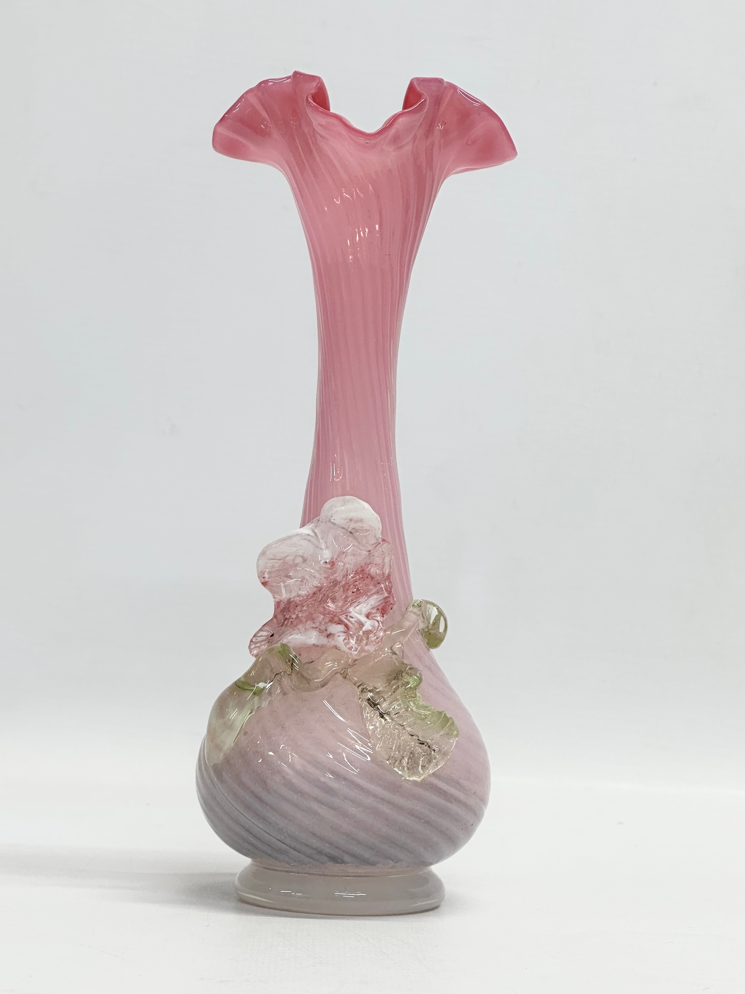 A late 19th century Stevens & Williams Vaseline and Uranium Glass vase. 20.5cm. - Image 4 of 7