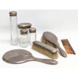 An early 20th century silver vanity set. Birmingham 1918-1919, and London.