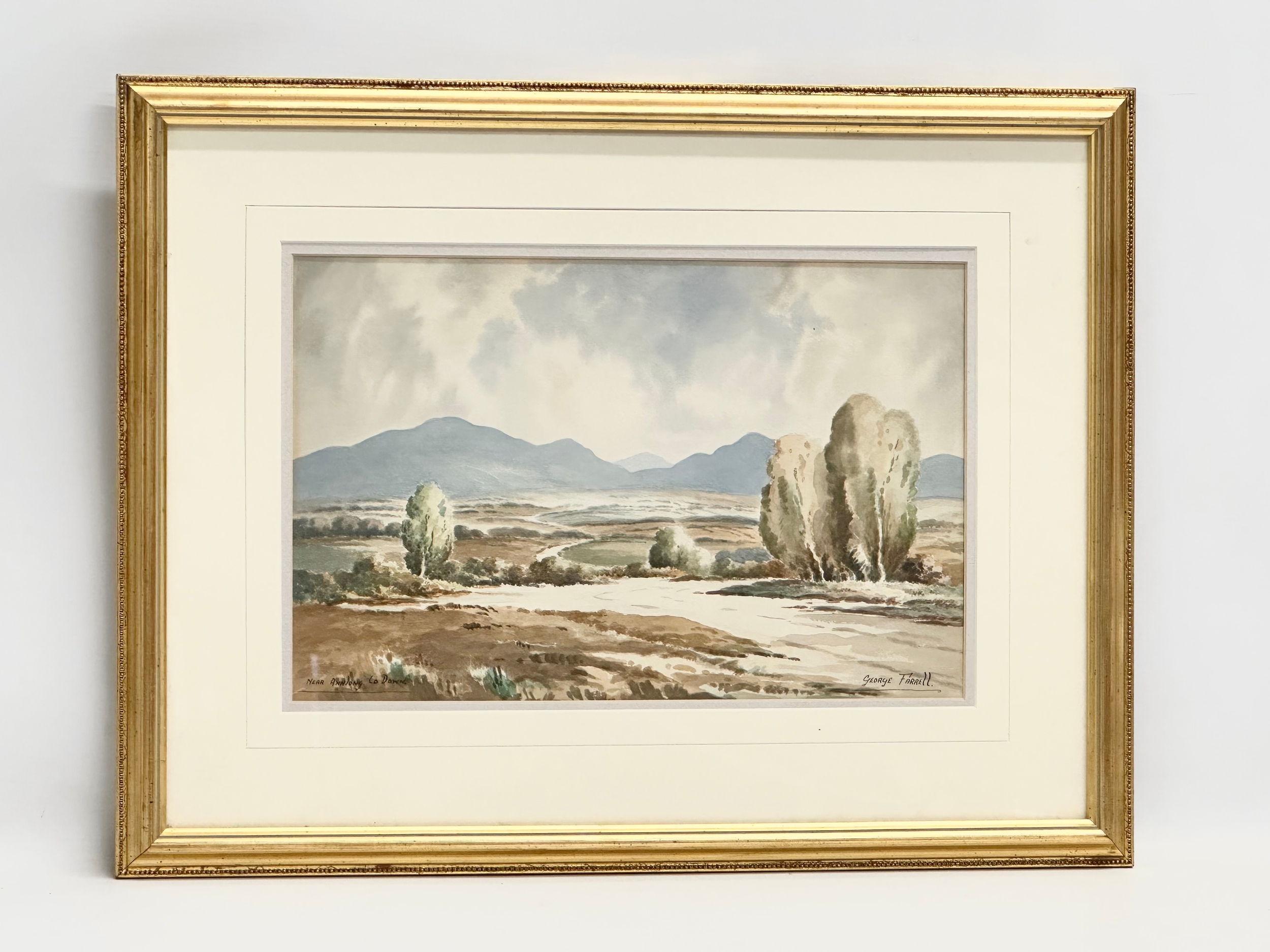 A watercolour by George Farrell. Near Annalong, County Down. 37x24cm. Frame 55.5x42.5cm - Image 2 of 5