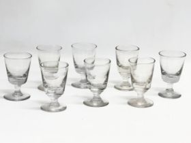 A set of 8 19th Century Victorian glass rummers/dram glasses. Circa 1850-1870. 11cm.