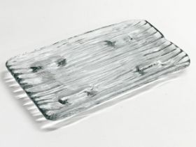 A Mid 20th Century Italglass Corp ‘Bamboo’ glass tray. 28x16.5x3cm