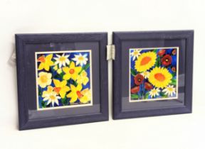 A pair of Simone Walsh artworks, 2000. 22.5x22cm. Frame 40x39cm