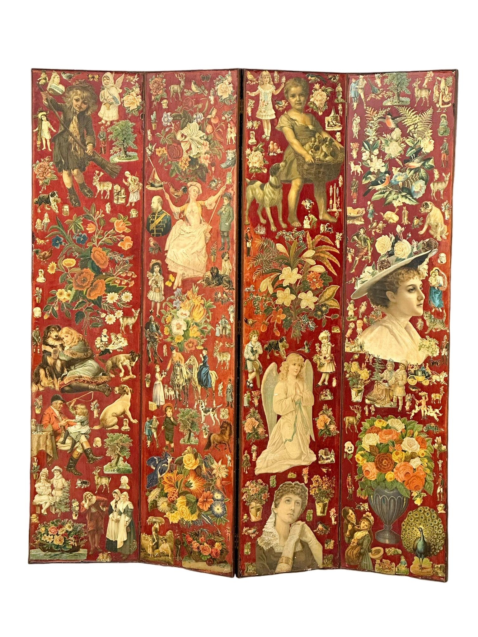 A large Late 19th Century patchwork room divider screen. 181x203cm