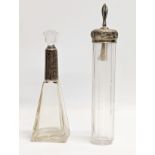 2 early 20th century silver and glass vanity bottles. Tallest 21cm