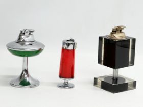 3 large Mid 20th Century table lighters. Hadson Lavender and 2 Japanese. 15cm