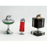 3 large Mid 20th Century table lighters. Hadson Lavender and 2 Japanese. 15cm