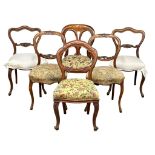 6 Victorian mahogany and walnut chairs.