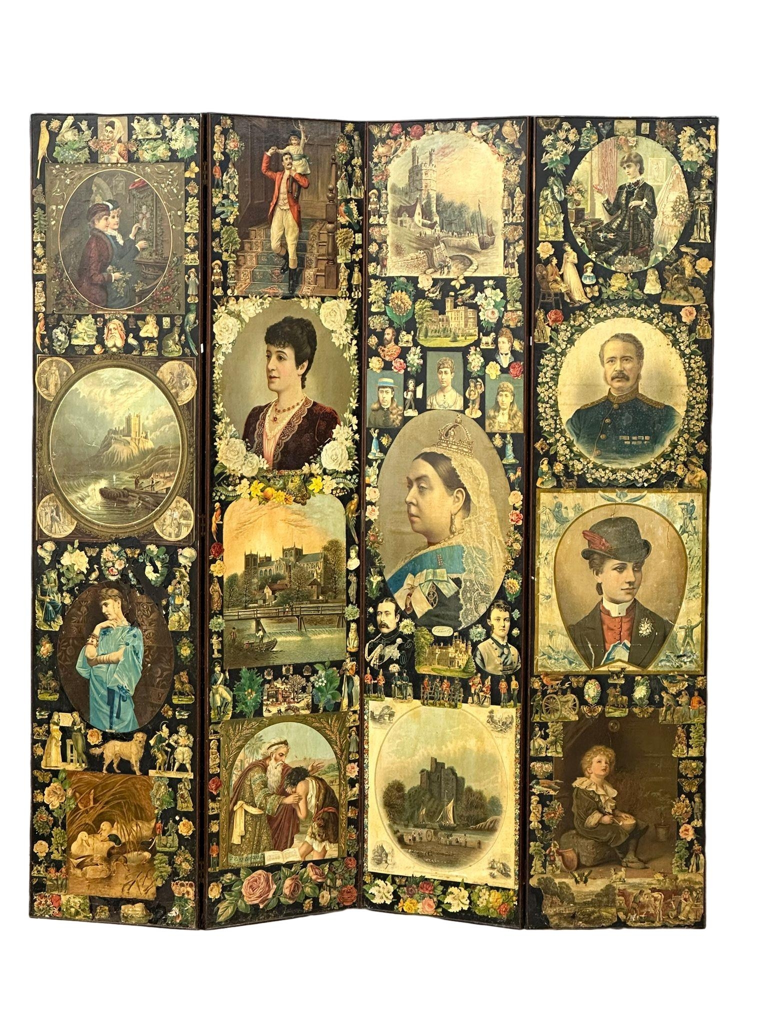 A large Late 19th Century patchwork room divider screen. 181x203cm - Image 10 of 13