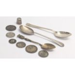 A quantity of 19th Century / 20th Century silver items, including coins (1873, 1902 1907, 1918,