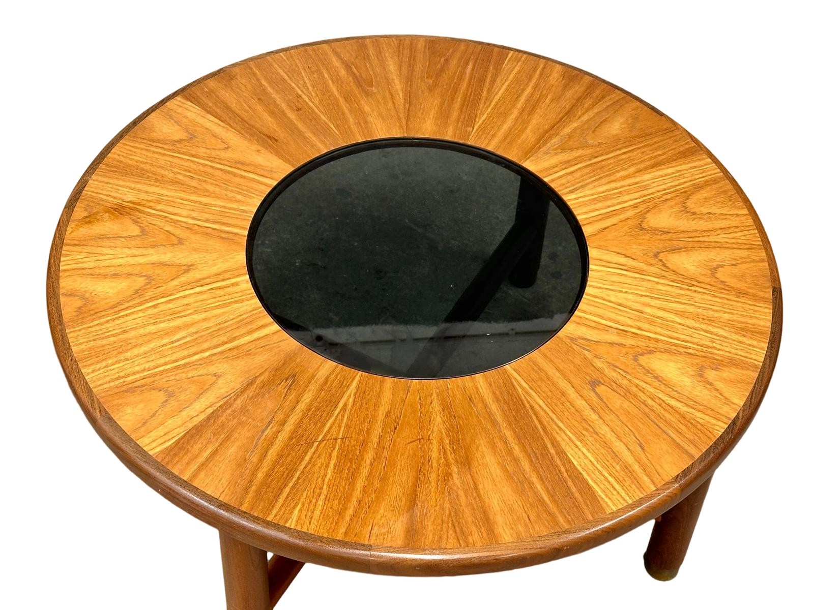A G-Plan Mid Century teak ‘Sunburst’ coffee table with smoked glass top. 96.5x45cm - Image 2 of 3