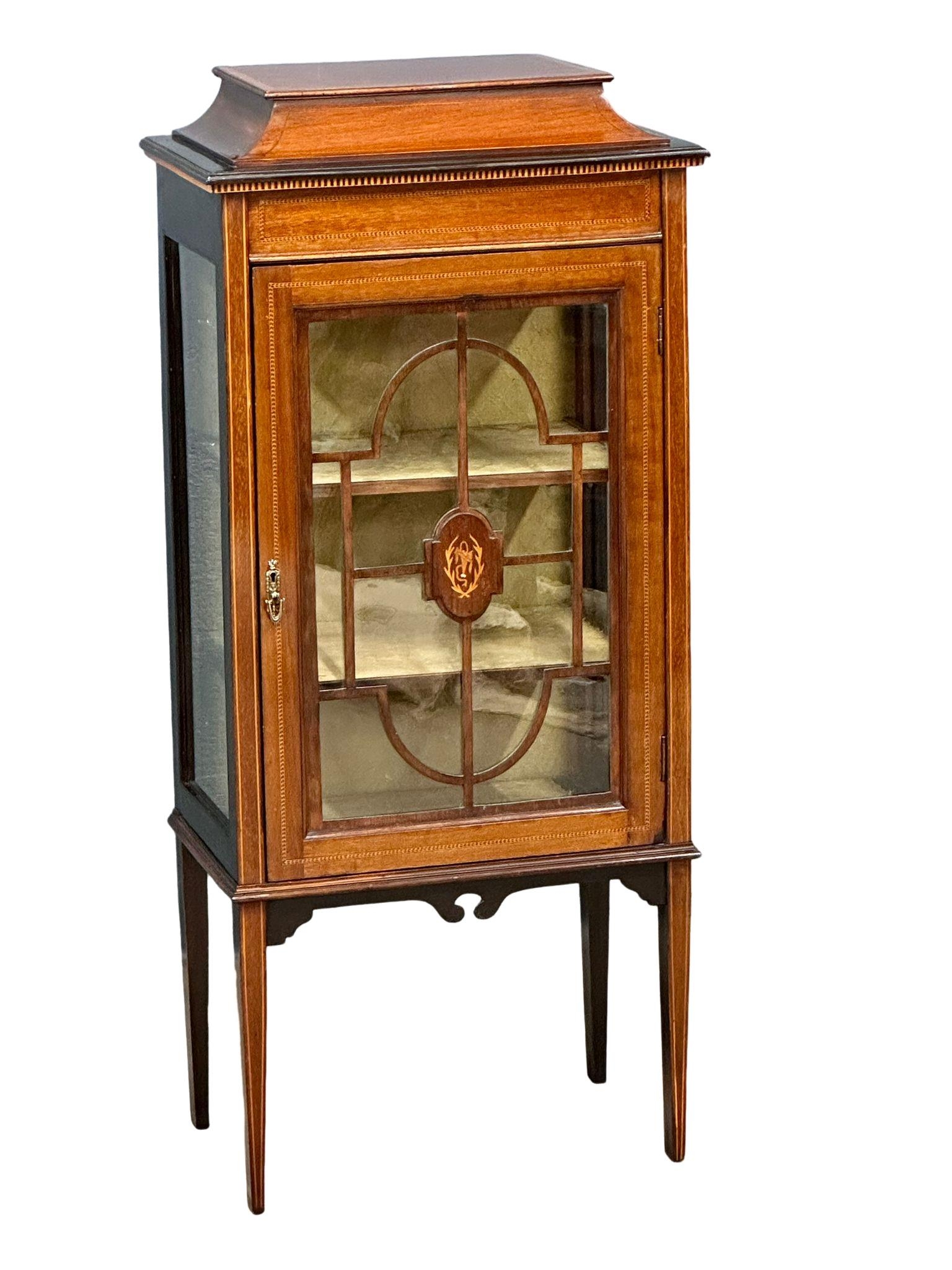 An Edwardian inlaid mahogany display cabinet. 56x34x123cm