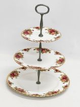 A Royal Albert ‘Old Country Roses’ 3 tier cake stand. 26.5x35cm