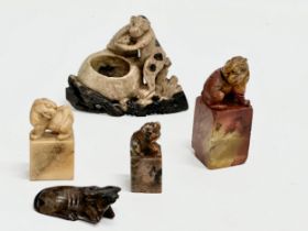A collection of Early and Late 20th Century Chinese Soapstone. 8cm. 9x7.5cm. 6cm