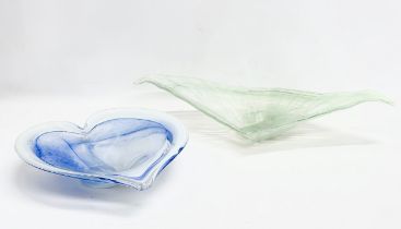 2 large Late 20th Century Art Glass bowls. 58x28x11cm. 35x37x9cm