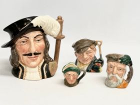 4 Royal Doulton character jugs. Athos 21x19cm