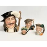 4 Royal Doulton character jugs. Athos 21x19cm