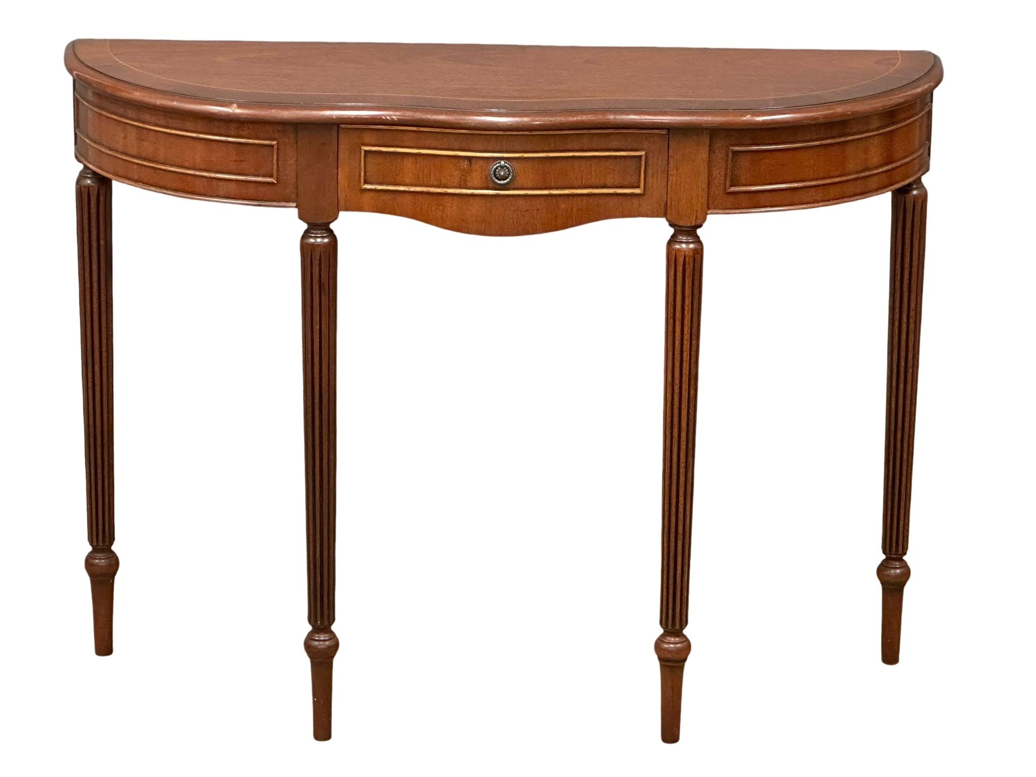 A Georgian style inlaid mahogany side table with the dummy drawer. 102x34x76cm