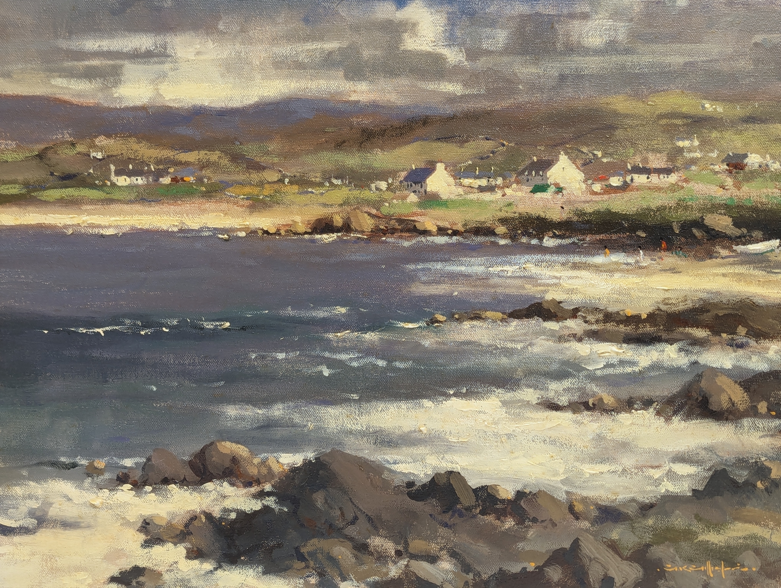 A signed oil painting titled 'Fresh Day,' Marble Hill, Donegal. 49.5x39.5cm. Frame 64x54cm - Image 2 of 4