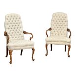 A pair of good quality George I style deep button back armchairs.(1)