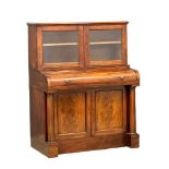 A Mid 19th Century mahogany piano top bureau bookcase with Doric columns, 107cm x 59cm x 137cm 6