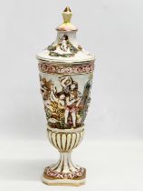 A large R. Capodimonte urn with old. 42cm. With a Chinese vase on stand.