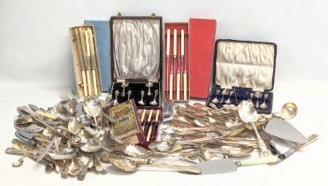 A quantity of Late 19th Century / Early 20th Century cutlery. Including Walker & Hall, Harrison