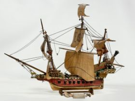 A good quality Early 20th Century ‘The Golden Hind’ model ship. With metal cannons, anchors and