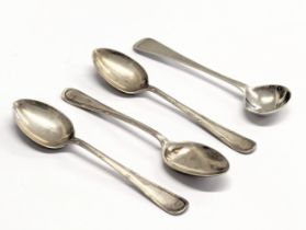 A set of 3 early 20th century silver spoons by Cooper Brothers & Sons. Sheffield, 1919. With another