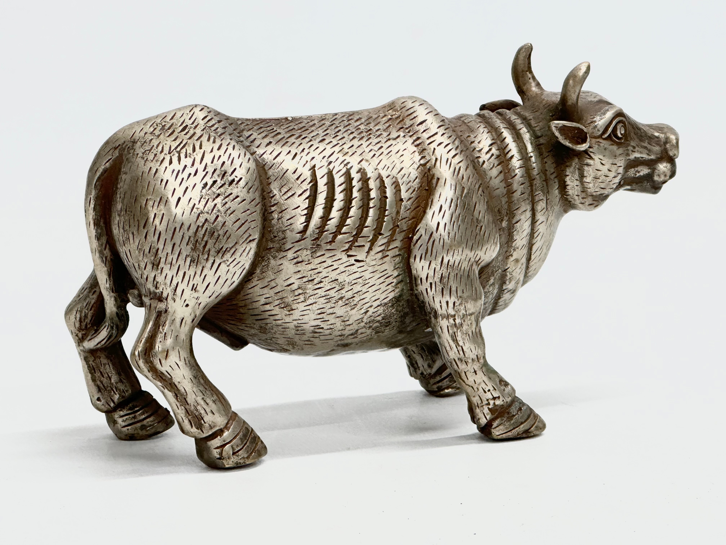 A 20th Century Chinese plated bull. 16.5cm - Image 2 of 3