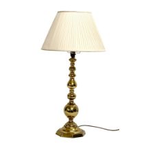 A large vintage brass table lamp. 78cm