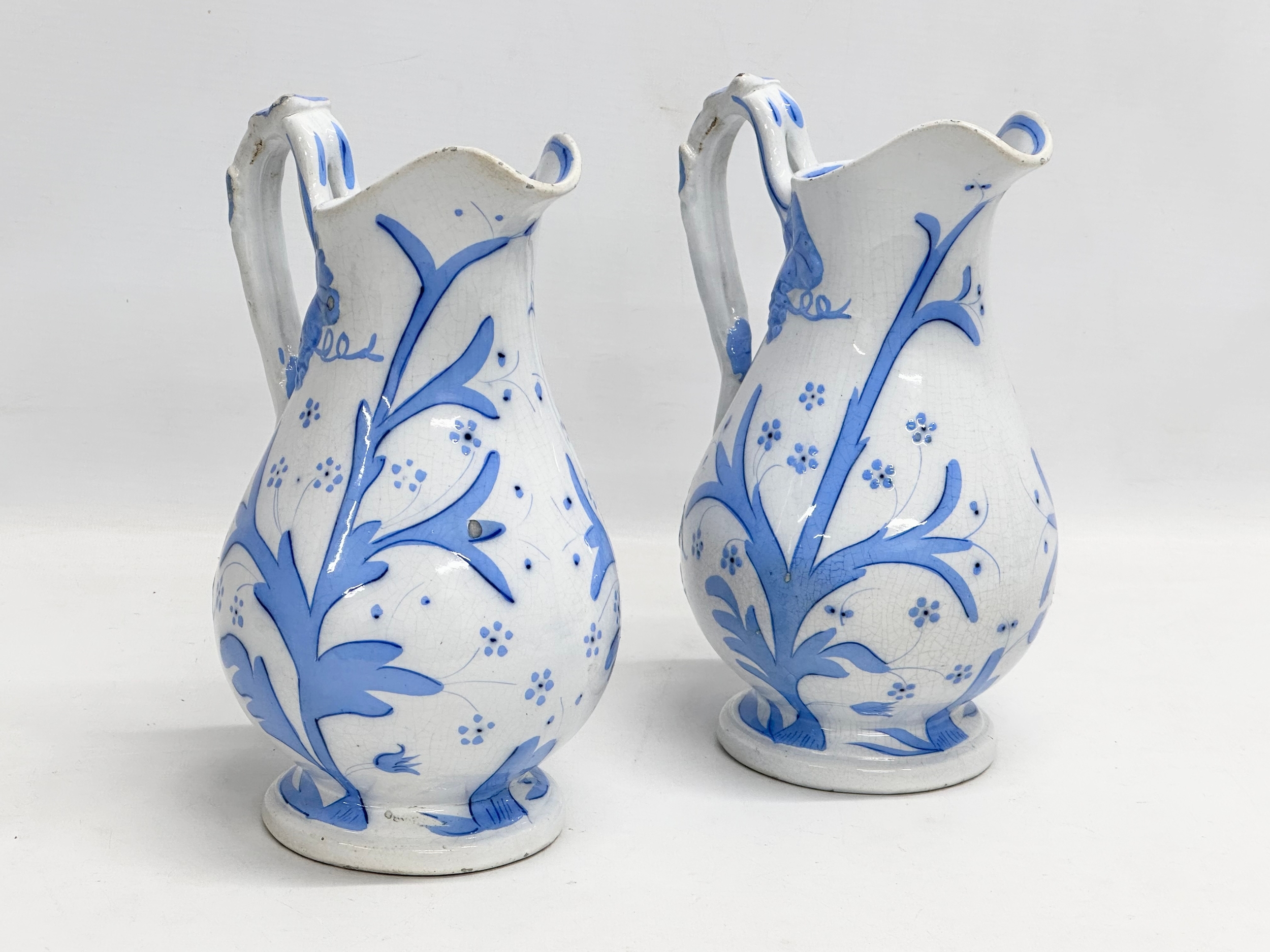 A pair of Late 19th Century Scottish baluster water jugs. 14x23cm - Image 5 of 6