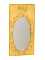 A decorative painted framed bevelled mirror. 46x91.5cm