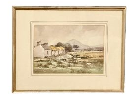 A watercolour by Theo J. Gracey. Irish Cottages. 37x26cm. Frame 59x46cm