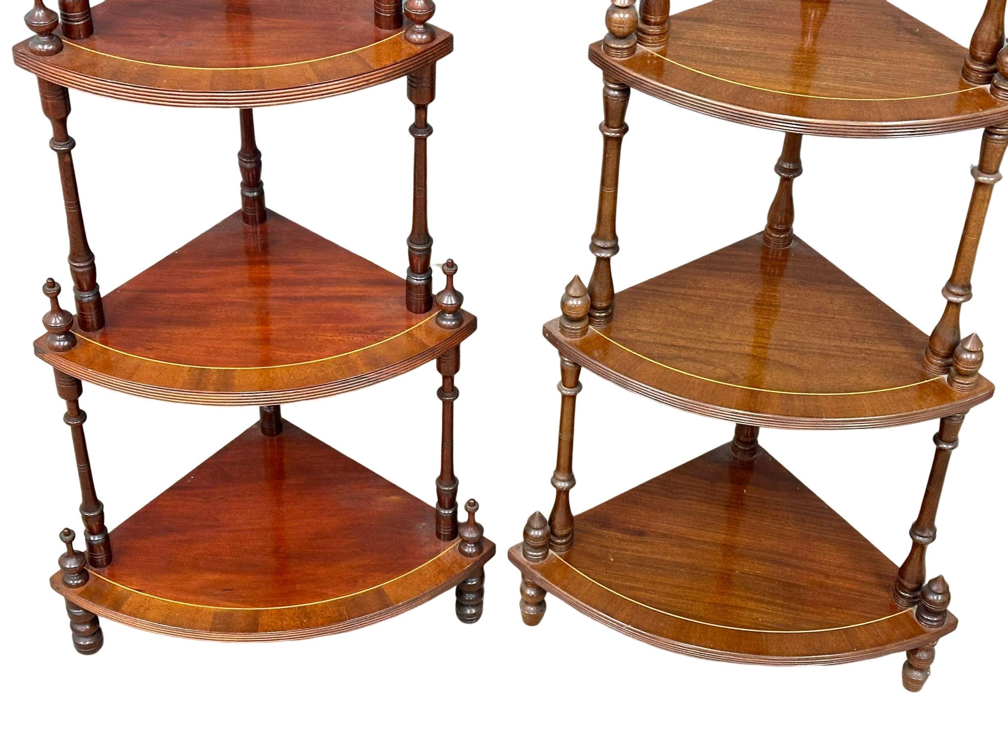 A pair of inlaid mahogany corner whatnots. 51x37x123cm - Image 3 of 5