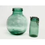 A Mid 20th Century French glass carboy by Viresa with a L’Ideale glass jar. 25x30cm. 23cm