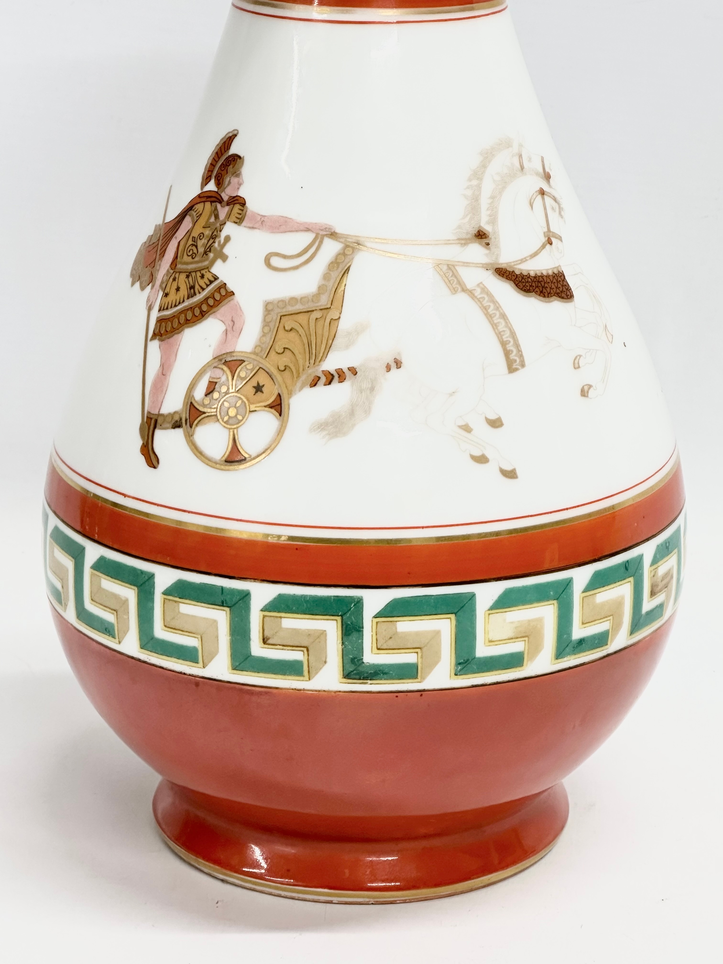 A large porcelain baluster vase in the manner of Edouard Honore. With Grecian warriors and Greek key - Image 5 of 9