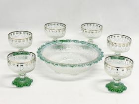 A 7 piece Italian bubble and frosted glass cocktail drinks set by Masserini Barocco. Mid 20th