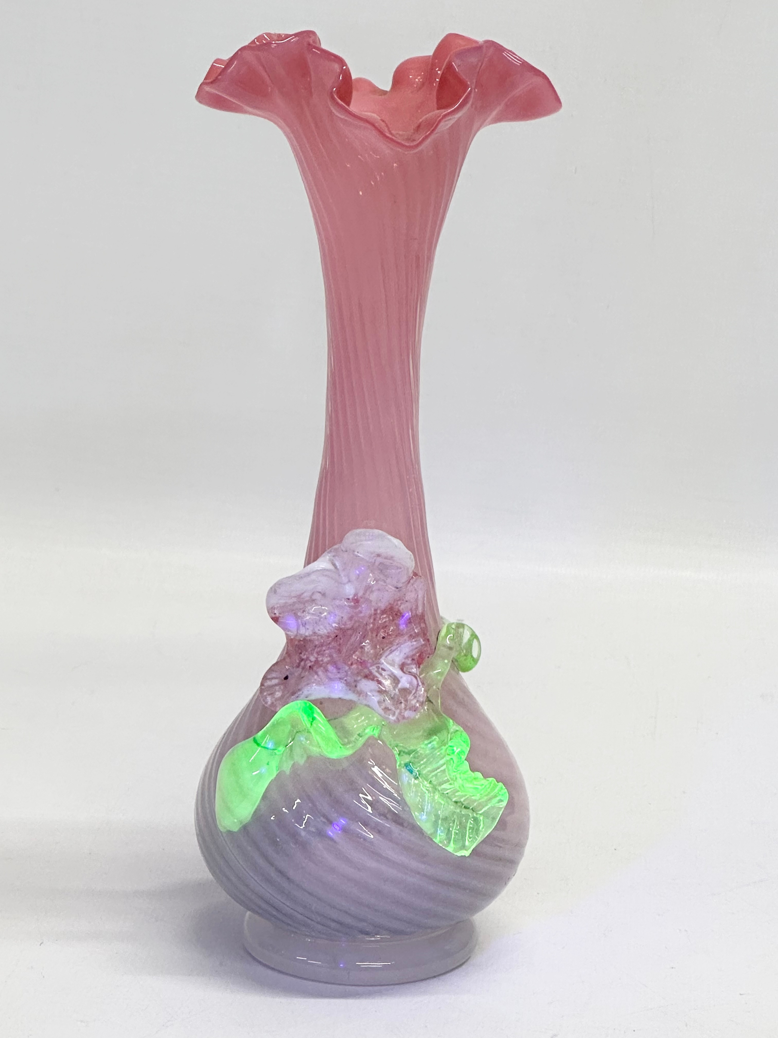 A late 19th century Stevens & Williams Vaseline and Uranium Glass vase. 20.5cm. - Image 7 of 7