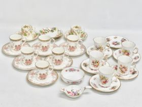 3 part coffee services. A Royal Crown Derby Posies sugar bowl and sieve. 7 piece Royal Worcester ‘