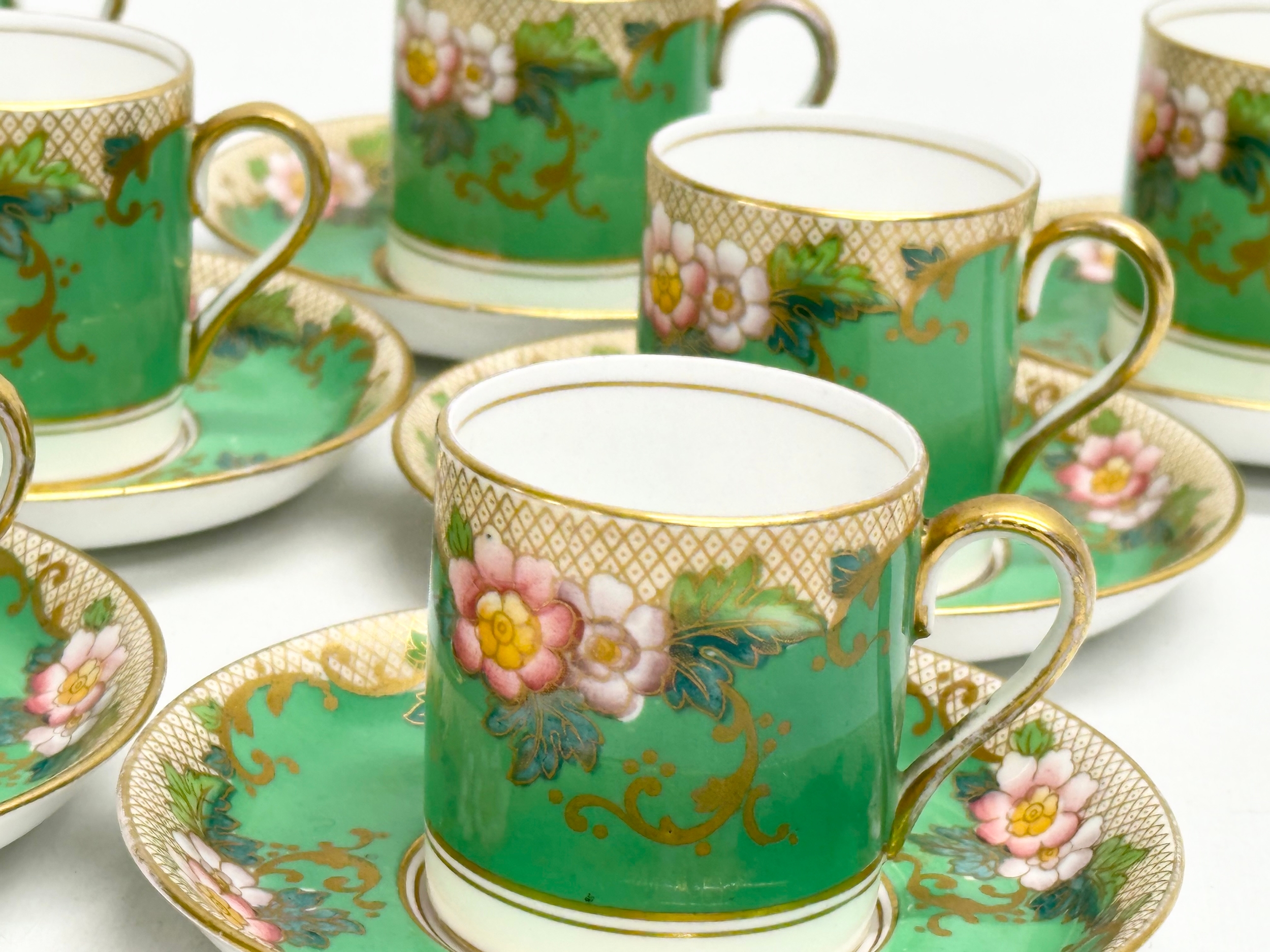 A 14 piece Crown Staffordshire coffee service. - Image 2 of 8