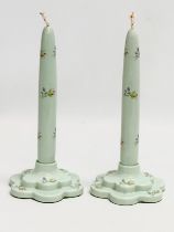 A pair of rare Wade ‘Everlasting’ pottery candlesticks. 1930’s/40’s. 10x23cm