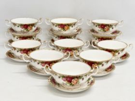 12 Royal Albert ‘Old Country Roses’ soup bowls with 12 saucers. 24 piece.