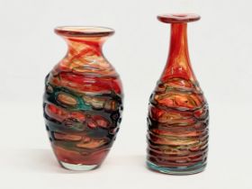 2 Mdina Art Glass vases designed by Michael Harris. 19.5cm