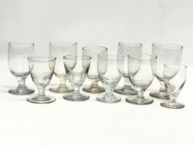 10 19th century Victorian rummers/gin glasses. Circa 1850-1870. 12cm, 11cm, 10cm, 9cm.