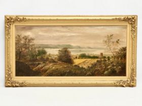 A large signed 19th century oil painting on canvas. In original Victorian ornate gilt frame.