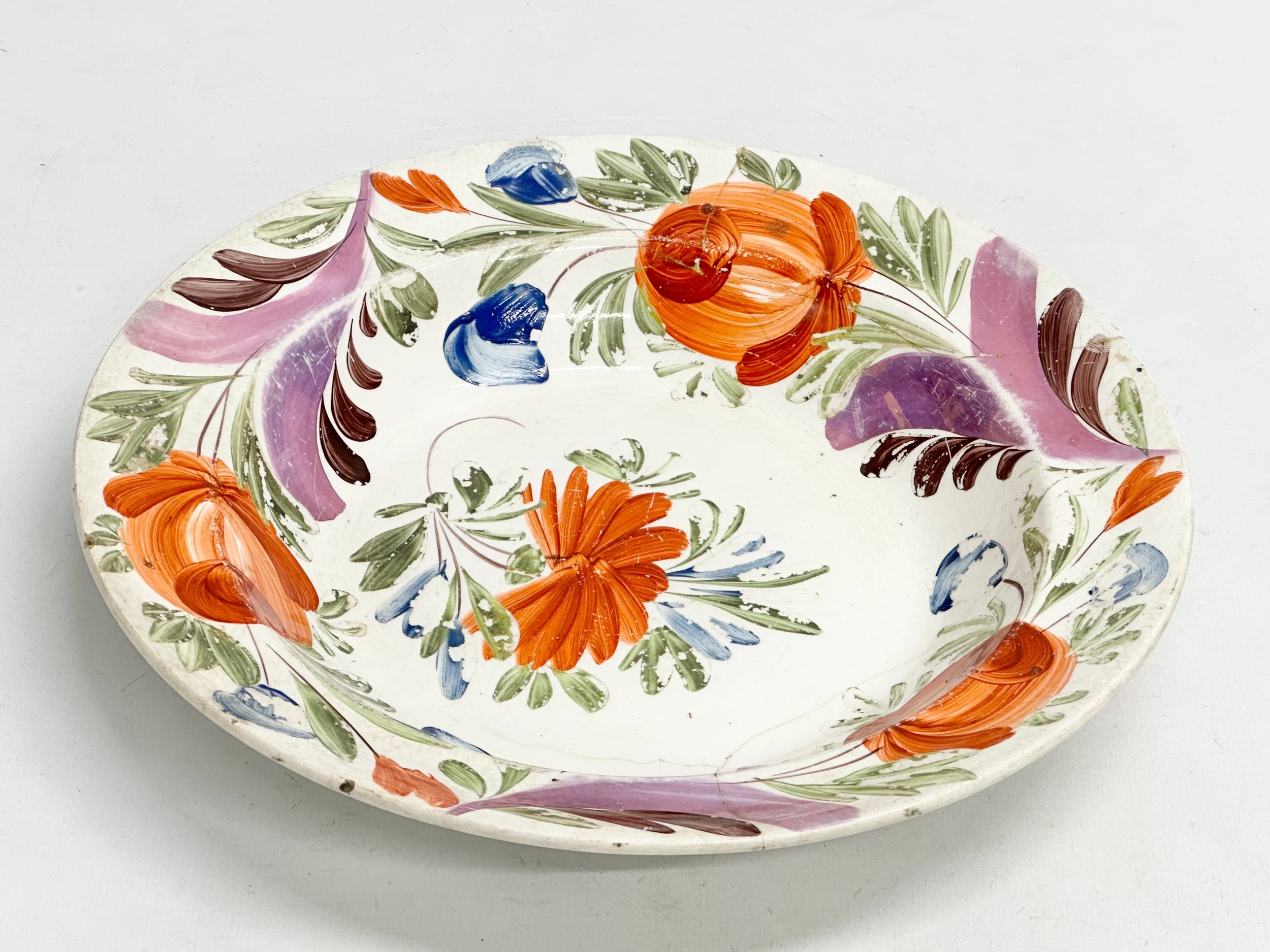 A collection of early/mid 19th century earthenware pottery. Large Italian bowl 30x6.5cm, circa - Image 7 of 15