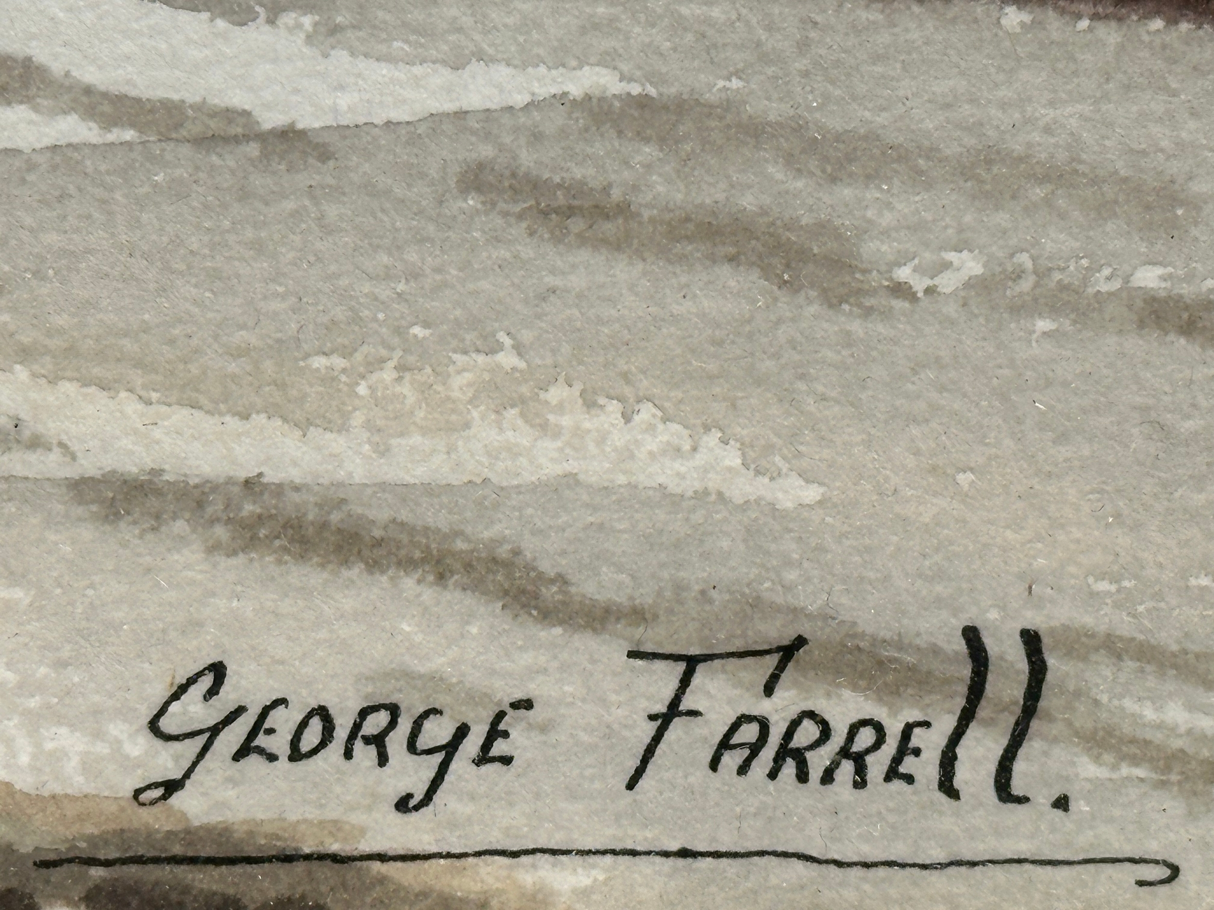 A watercolour by George Farrell. Near Annalong, County Down. 37x24cm. Frame 55.5x42.5cm - Image 3 of 5