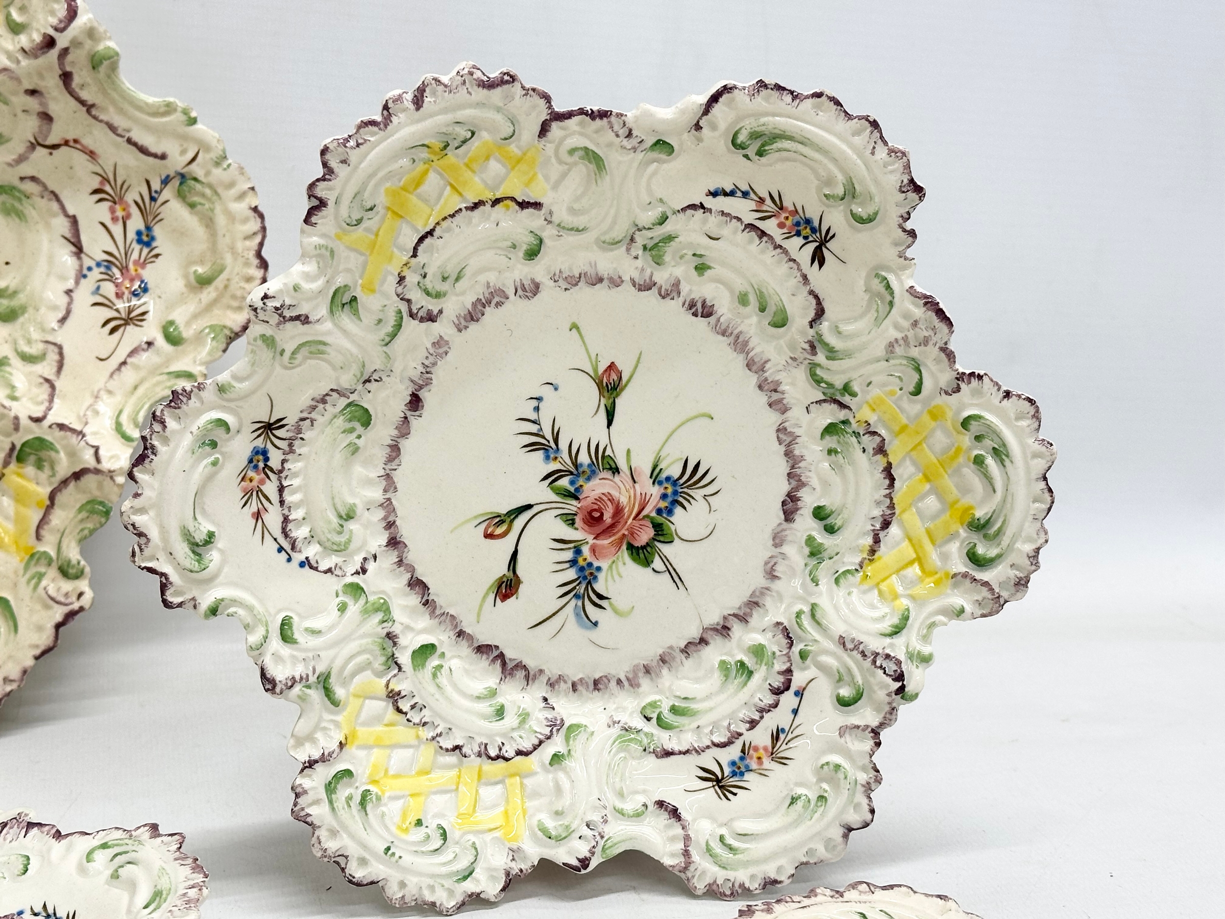 7 early 20th century Italian hand painted Majolica plates. Impressed Made in Italy. With makers - Image 4 of 7